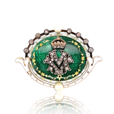 14K & Silver German Victorian Diamond, Pearl & Enamel Monogram MV/VM Brooch - Attributed to Princess Victoria Margaret of Prussia