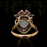 18K & Silver Victorian Diamond & Opal Crowned Heart Ring