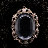 14K & Silver Victorian Diamond & Rock Crystal Floral Locket, Detachable Brooch & Pendant Bail with Original Box (3-in-1)