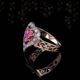 14K & Silver Victorian Diamond & Ruby Heart Ring