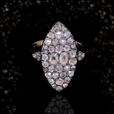 14K & Silver Dutch Victorian Diamond Navette Ring