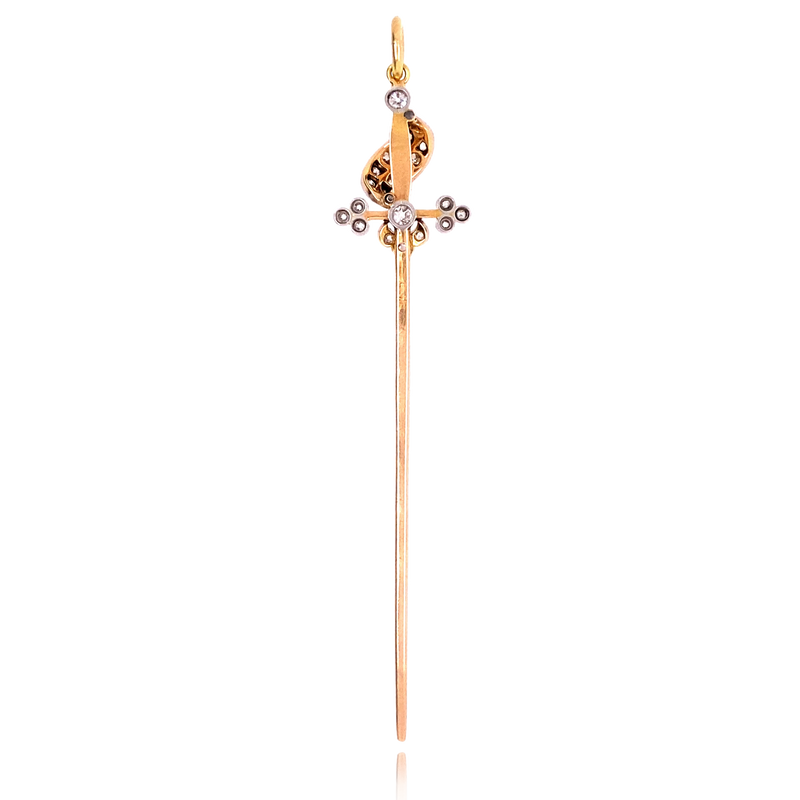 9K & Platinum Victorian Diamond Sword Pendant