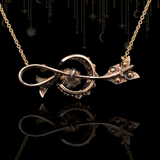 14K Dutch Victorian Diamond Crescent Arrow Necklace