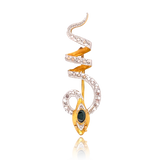 18K & Platinum French Victorian Diamond & Emerald Snake Slider Brooch-Pendant
