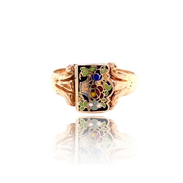 アクセサリー D.O.D poison flower ring 14K Georgian Flower Enamel Poison Ring – Lace Jewels