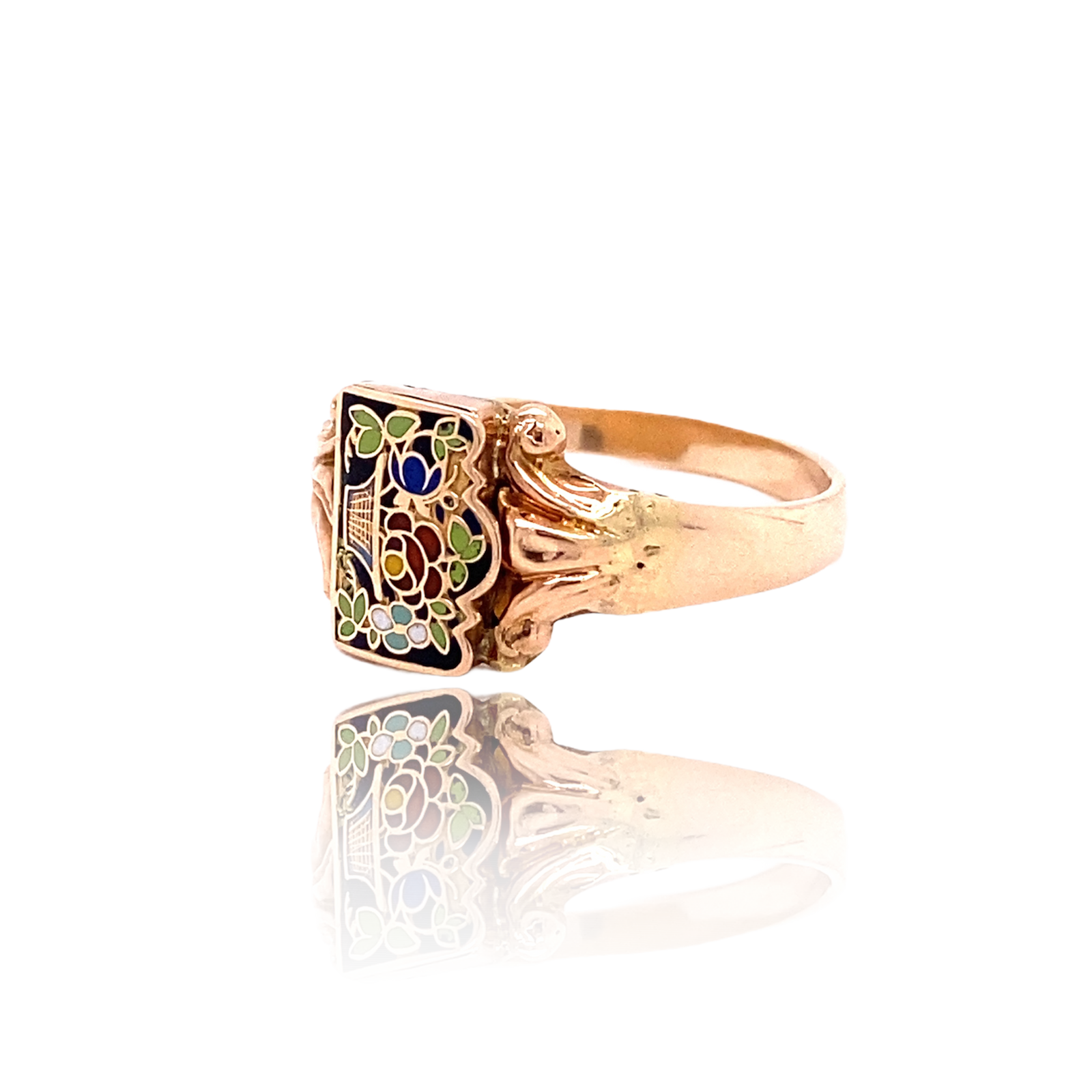 14K Georgian Flower Enamel Poison Ring – Lace Jewels