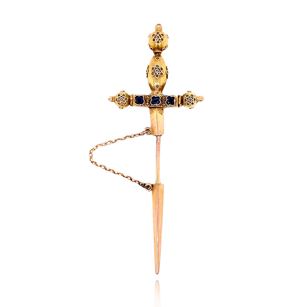 14K Victorian Spinel Sword Jabot Pin