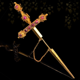 15K Victorian Ruby & Garnet Sword Jabot Pin