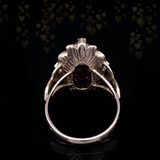 14K Art Deco Diamond & Ruby Navette Ring