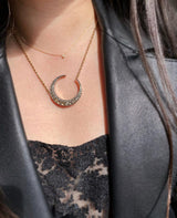 9K & Silver Victorian Foiled Diamond Crescent Necklace