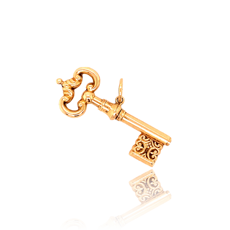 18K French Victorian Key Pendant