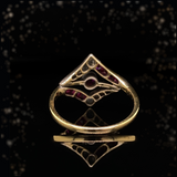 14K & Silver Victorian Diamond & Ruby Geometric Ring