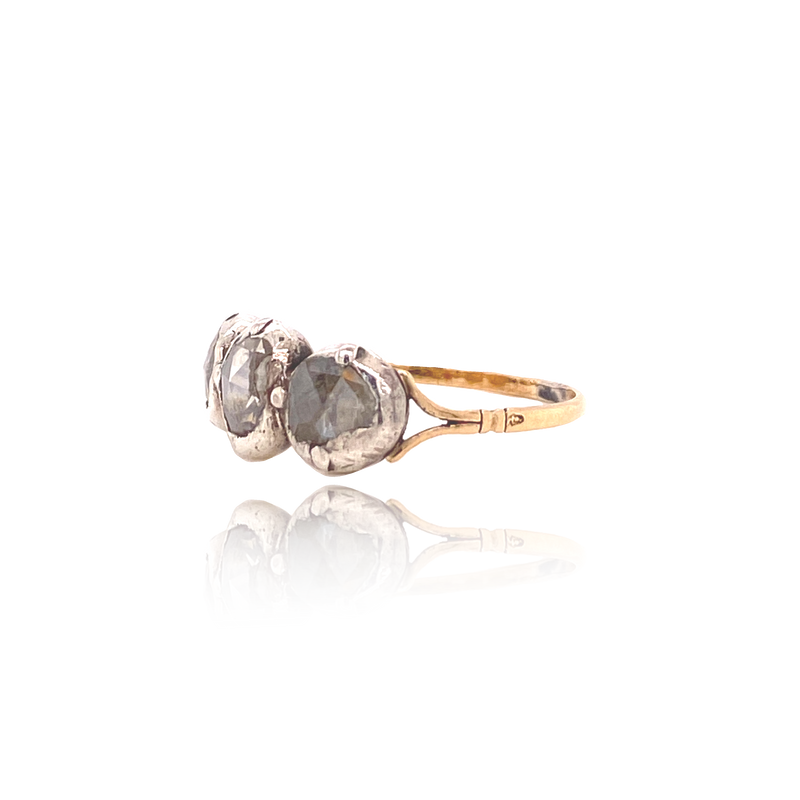 18K & Silver Georgian 3 Stone Diamond Ring