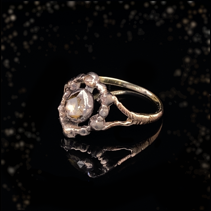 14K & Silver Georgian Diamond Ring