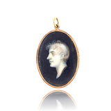 18K Georgian Grisaille Portrait Miniature Pendant-Locket