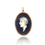 18K Georgian Grisaille Portrait Miniature Pendant-Locket