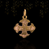 18K French Victorian Holy Communion Cross & Fleur De Lis Medal Pendant (Trio)