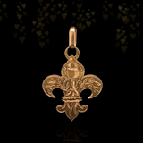18K French Victorian Holy Communion Cross & Fleur De Lis Medal Pendant (Trio)