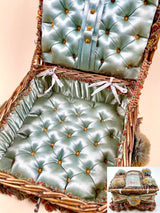 French Victorian Embroidered Silk Tufted Silk Box (Mint Green)
