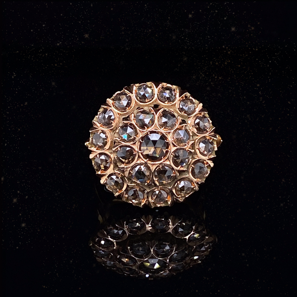 14K Italian Victorian Diamond Cluster Ring