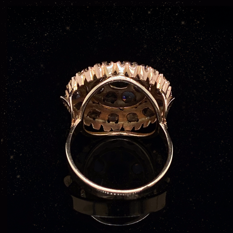 14K Italian Victorian Diamond Cluster Ring