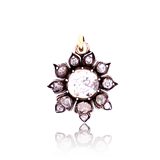 14K & Silver Victorian Large Diamond Flower Pendant