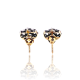 14K & Silver Victorian Diamond Crescent Star Earrings