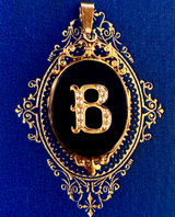18K French Victorian Diamond Onyx Initial B Locket