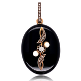 18K & Silver French Victorian Diamond, Onyx & Pearl Locket