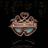 18K & Silver Victorian Diamond & Opal Crowned Double Heart Brooch