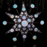 14K & Silver Victorian Diamond & Opal Star Pendant