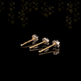 18K & Silver Georgian/Victorian Diamond Collet Set Stud Earrings (Trio)