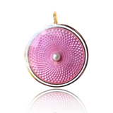 14K Victorian Pearl Pink Guilloche Enamel Locket