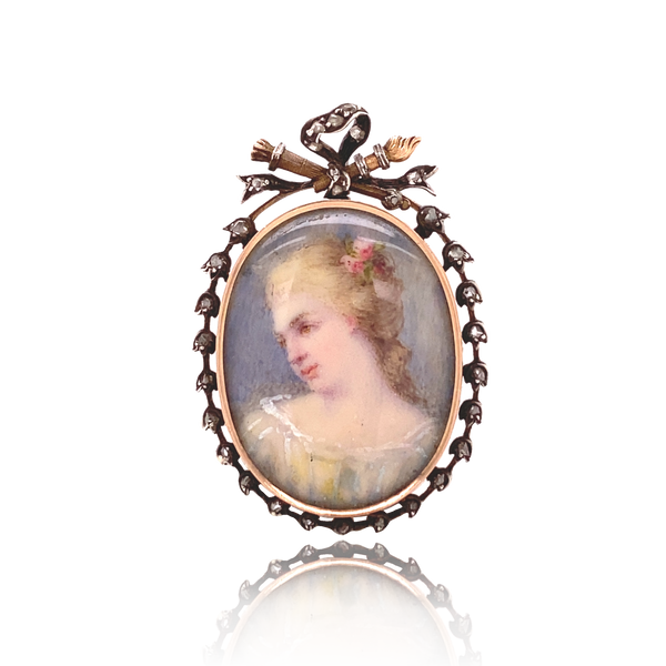 18K & Silver Georgian/Victorian Diamond Lady Portrait Ring