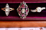 14K & Silver Victorian Diamond Navette Ring