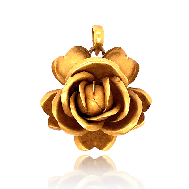 18K French Victorian Rose Bloom Pendant