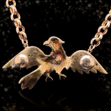 14K Georgian/Victorian Diamond & Ruby Enamel Bird Necklace