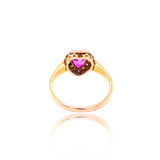18K Victorian Diamond & Ruby Heart Ring