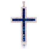 Platinum Art Deco Diamond & Sapphire Cross Pendant