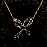 9K & Silver Victorian Diamond & Sapphire Bow Necklace