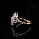 14K Dutch Edwardian Filigree Diamond Ring