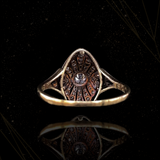 14K Dutch Edwardian Filigree Diamond Ring