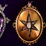 14K Dutch Victorian Diamond Star Locket-Brooch