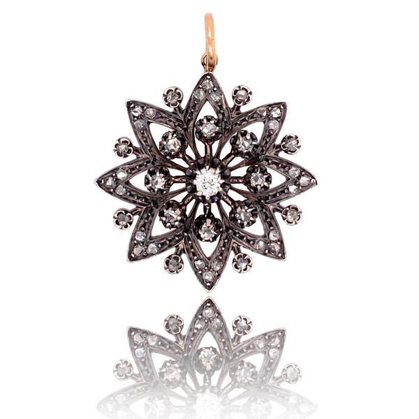 18K & Silver Victorian Diamond Star Pendant