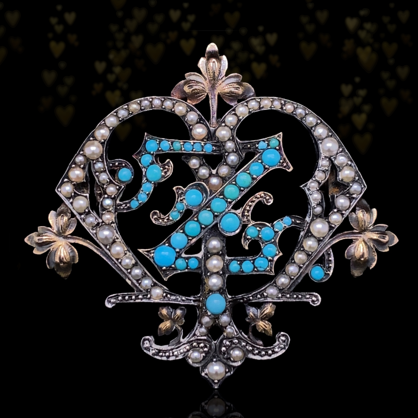 18K & Silver Austrian-Hungarian Victorian Turquoise & Pearl