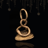 9K Victorian Carnelian Snake "Mary" Fob Pendant & Split Ring
